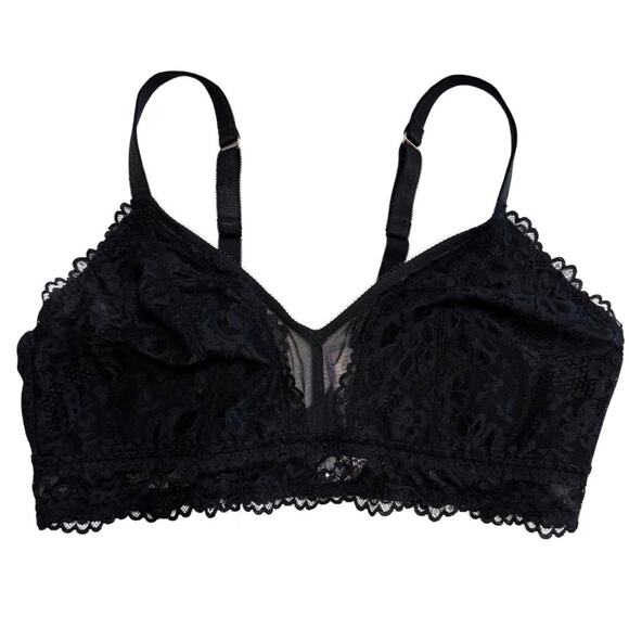 SAVAGE X FENTY Floral Lace Triangle Bralette Women’s Plus 2X Black Wireless NEW - Picture 1 of 7